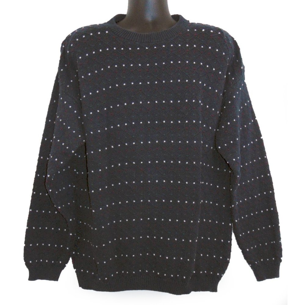 Men's Dark Gray Diamond Pattern Sweater - Size L